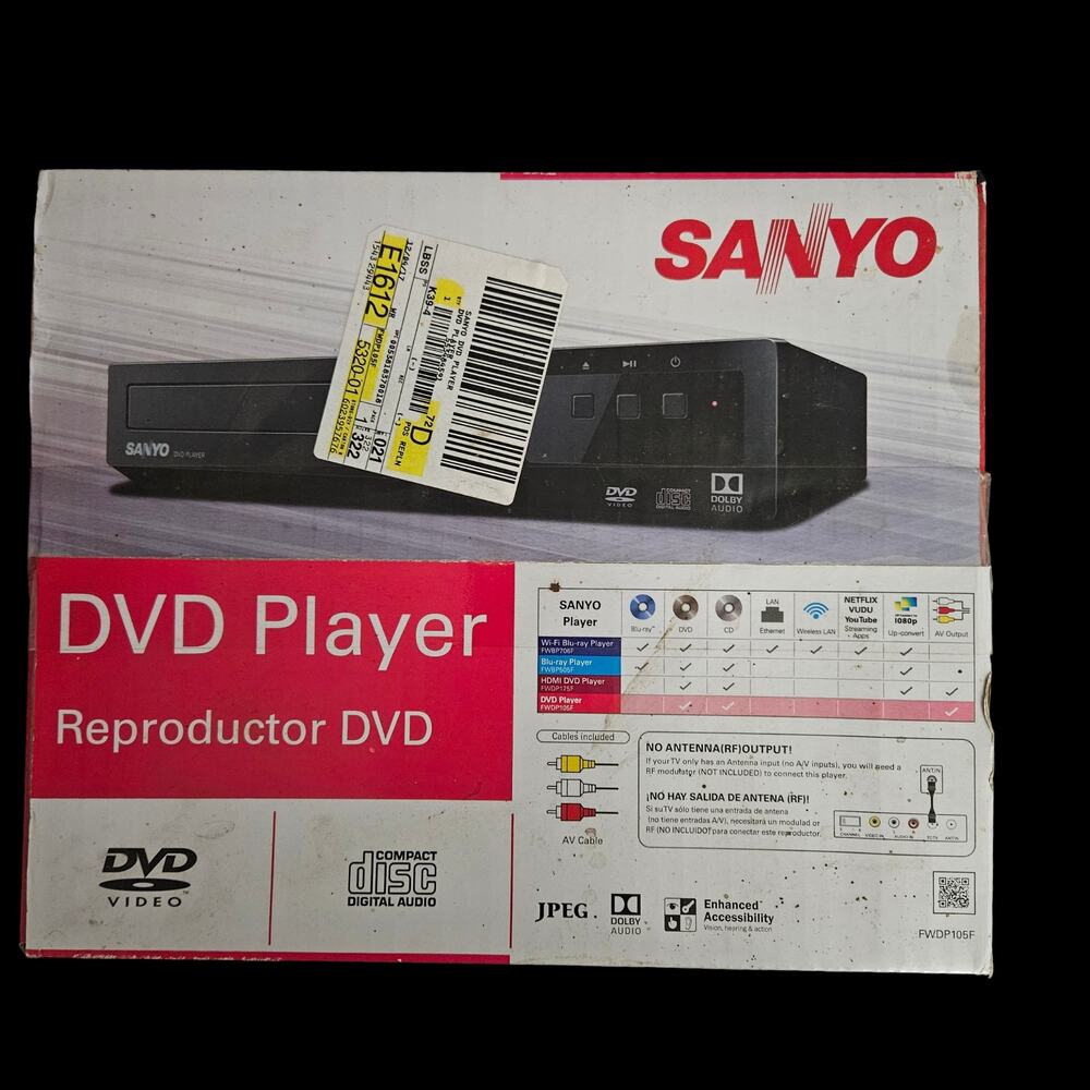 Sanyo FWDP105F DVD Player New Sealed In Box Dolby Audio CD JPEG Playback